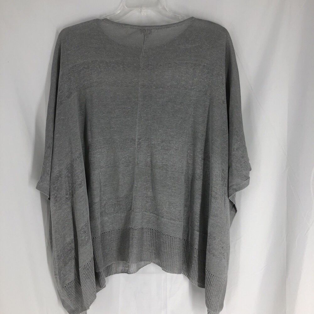 Kinross Women’s Size S Gray Sweater Pullover Short Sleeve Cape Poncho Linen - Picture 3 of 5
